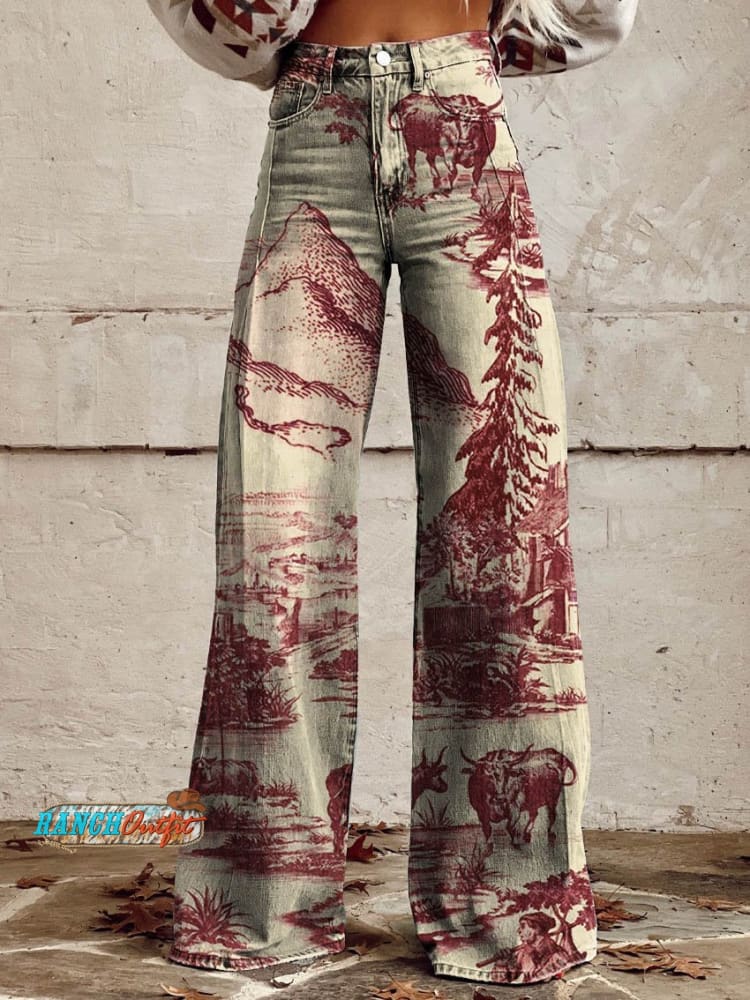 Women’s Farm Casual Wide Leg Pants Multicolor / Xs