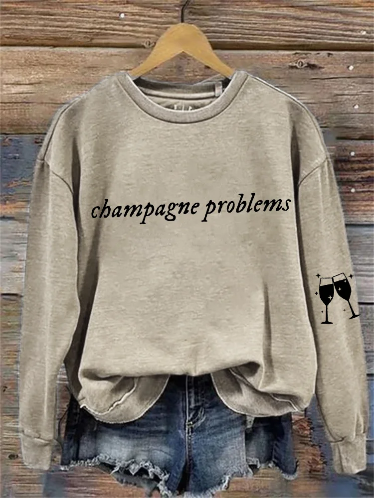 Champagne Problems Inspired Washed Sweatshirt