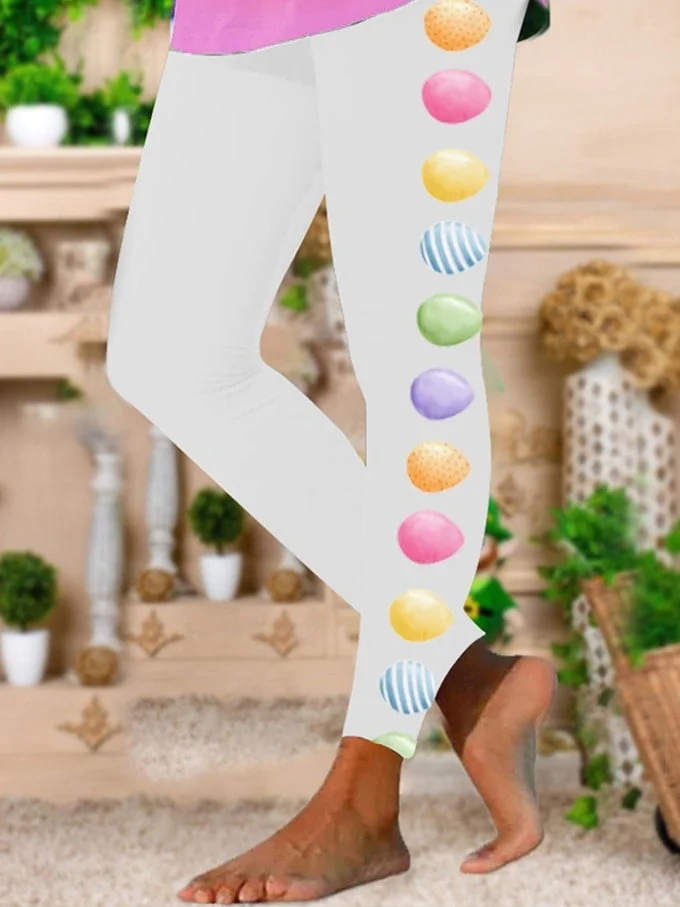 Women's Easter Cute Egg Bunny Print Yoga Leggings socialshop