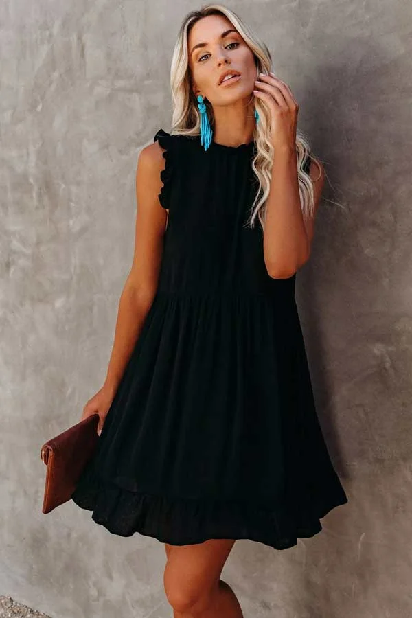 Lovely Sleeveless Ruffled Mini Dress
