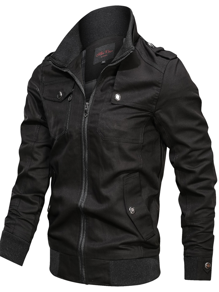 Men's Jacket Winter Jacket Outdoor Daily Spring Regular Coat Windproof Breathable Casual Hip Hop Jacket Long Sleeve Solid Color Geometric Patchwork Pocket Dark Grey Black Light Grey | 168DEAL