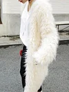 Fashion Faux Fur Solid Color Loose Long Sleeves Coat