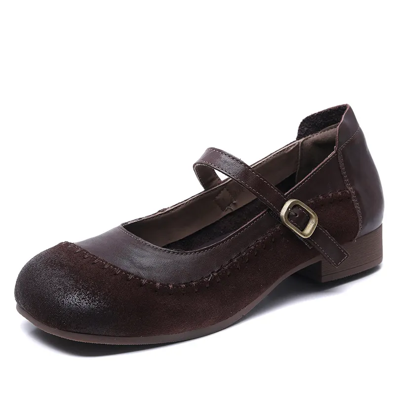 Yyvonne Kraft Retro Flat And Mary Jane Single Shoes Four Seasons Of Spring And Autumn New Soft-Soled Soft-Sided Casual Women's Shoes