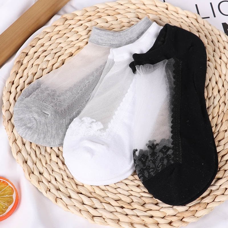 3 Pairs New Elegant Women Girls Cotton Comfortable Solid Dot Spring Summer Wear Low Ankle Invisible Elastic Short Socks