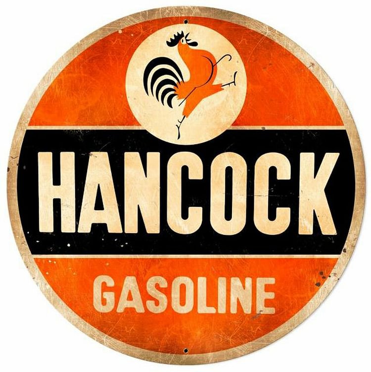 Hancock Gasoline - Round Shape Tin Signs/Wooden Signs - 30*30CM