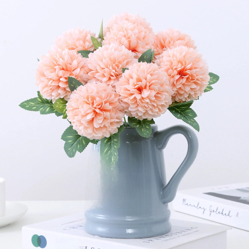 Artificial Chrysanthemum Single Ping-pong Chrysanthemum Wedding Decoration Home Living Room Soft Decoration Silk Cloth Dandelion Fake Flower