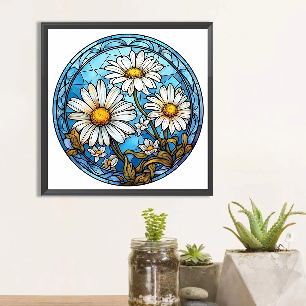 Diamond Painting - Full Round Drill - Stained Glass Flower(30*30cm)