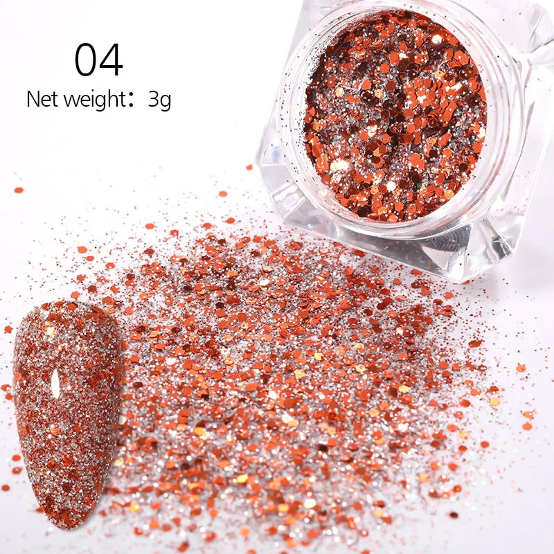 1g Glitter Nail Sequins iridescent Powder Shining Irregular 3D Hexagon Colorful Sequins Summer Popular DIY Nail Art Decoration-Nail Inspo