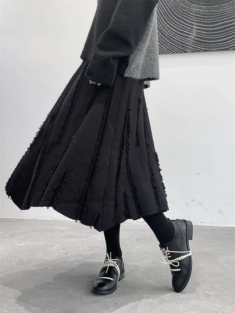 Dark Wool Skirt-dark style-men's clothing-halloween