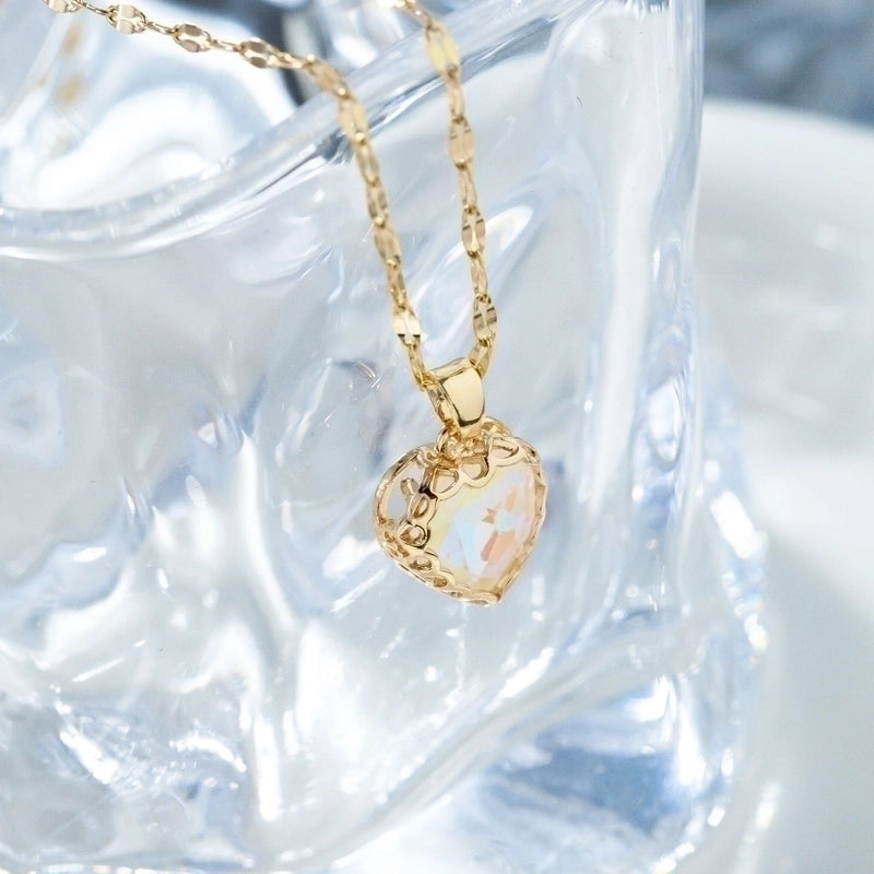 Elegant Streetwear Heart Shape Copper Inlay K Gold Plated Zircon Pendant Necklace