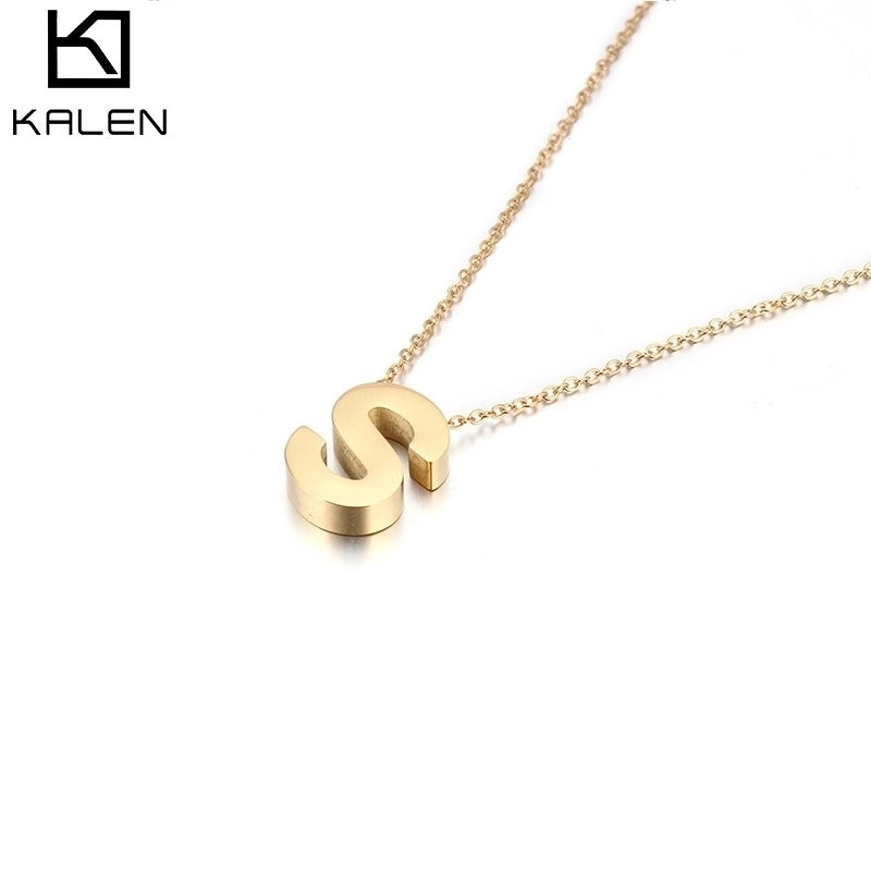 Titanium Steel 18K Gold Plated Fashion Plating Letter Necklace