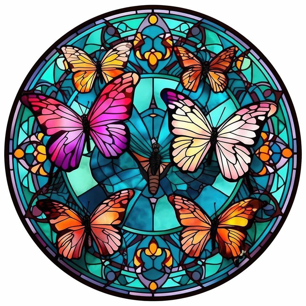 Butterfly Glass Painting 30*30cm(canvas) full round drill diamond painting