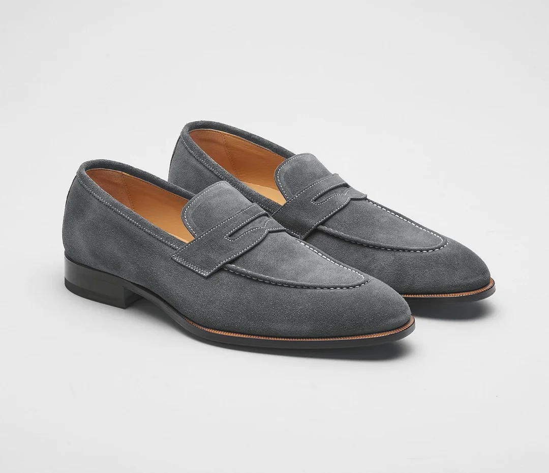 The Amato Slate Men's Suede Loafers