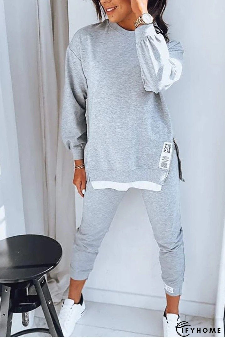 Autumn Patchwork Two-in-One Sweater and Sweatpants Set | IFYHOME