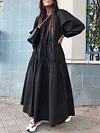 Solid Color Loose Long Sleeves Maxi Dresses