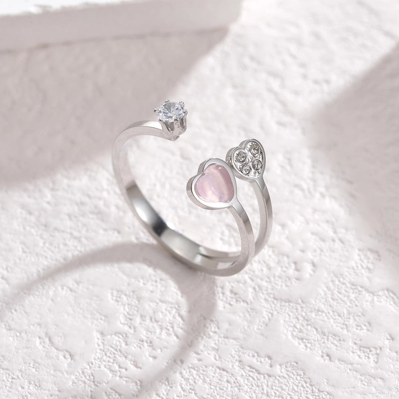 Elegant Heart Shape 304 Stainless Steel 18K Gold Plated Rings