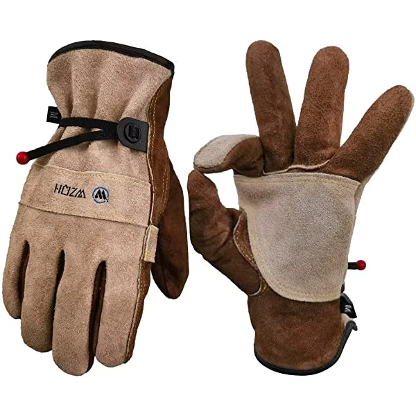 WZQH Leather Work Gloves for Men or Women. Small Glove for Gardening,  Tig/Mig Welding, Construction, Chainsaw, Farm, Ranch, etc. Cowhide, Cotton