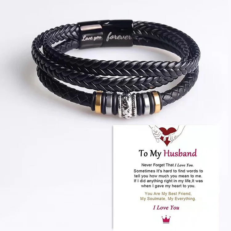 To My Husband Love You Forever Multi-Layered Woven Leather Bracelet