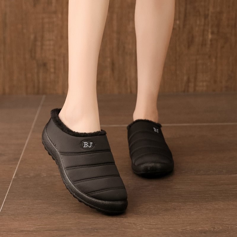 Women Waterproof Winter Shoes Fur Lined Warm Ankle Boots Slip On Outdoor Slides Comfortable Sandals for Women
