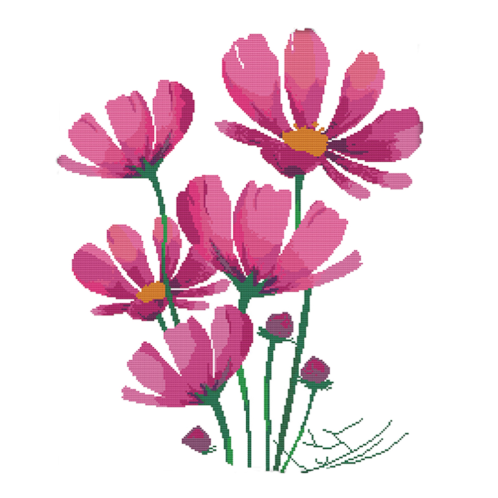 

52*44CM - 14CT Stamped Cross Stitch-Flowers Series, 501 Original