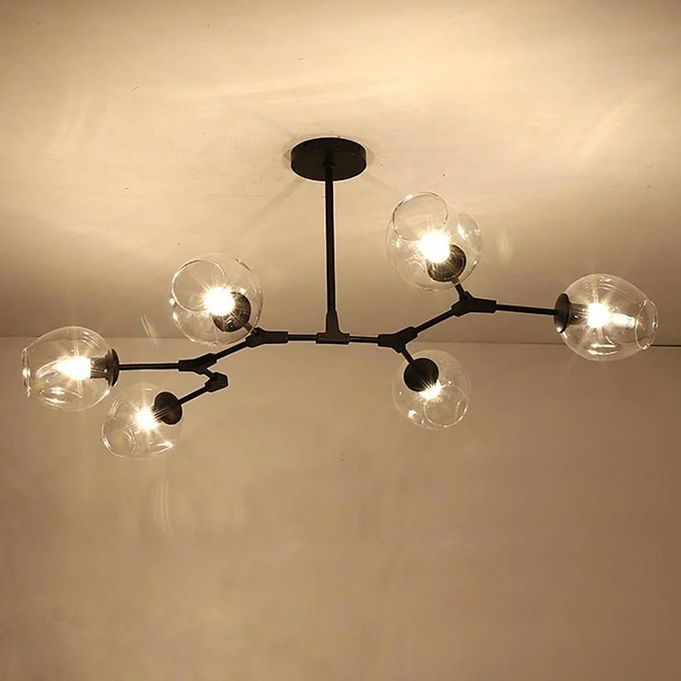 Nordic Contemporary Sputnik Chandelier for Living Room Blown Glass Chandeliers 6 Bulbs - Appledas