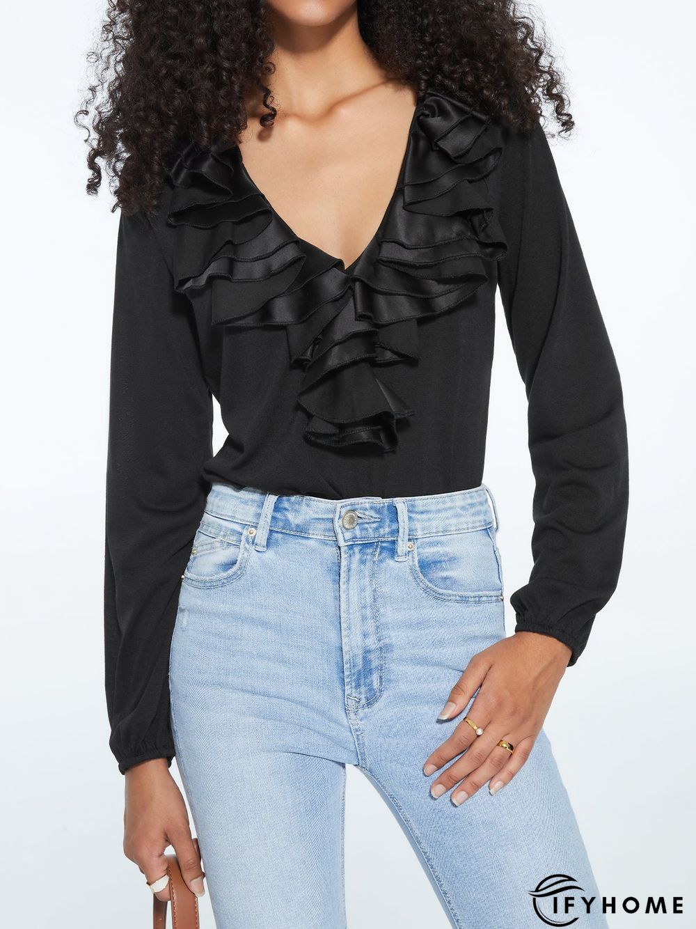 Black Long Sleeve Vintage Top | IFYHOME