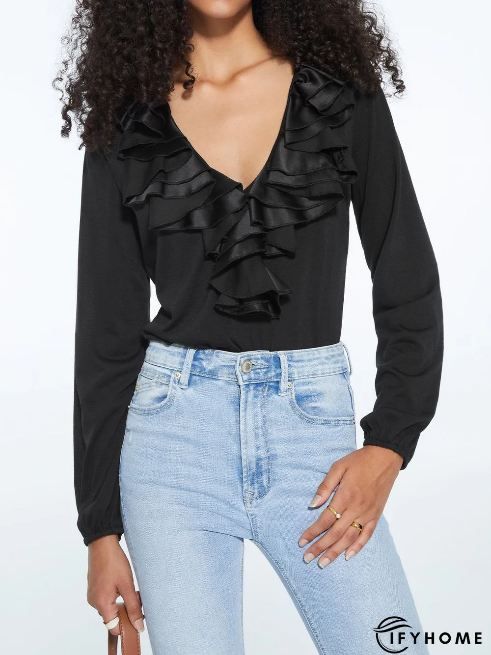 Black Long Sleeve Vintage Top | IFYHOME