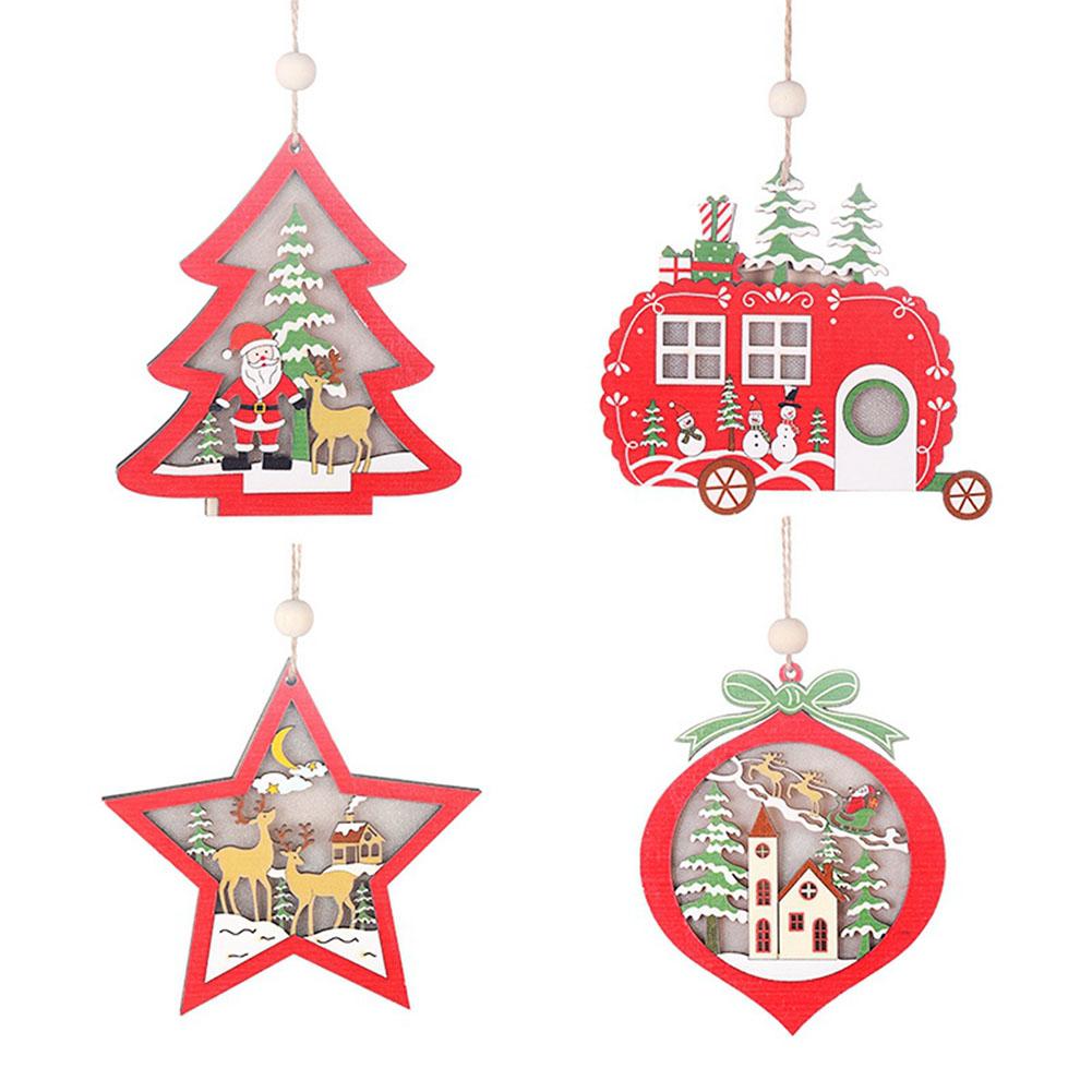 

Wooden Christmas Tree Pendents Xmas Hanging Ornaments Shop Window Decor, 501 Original