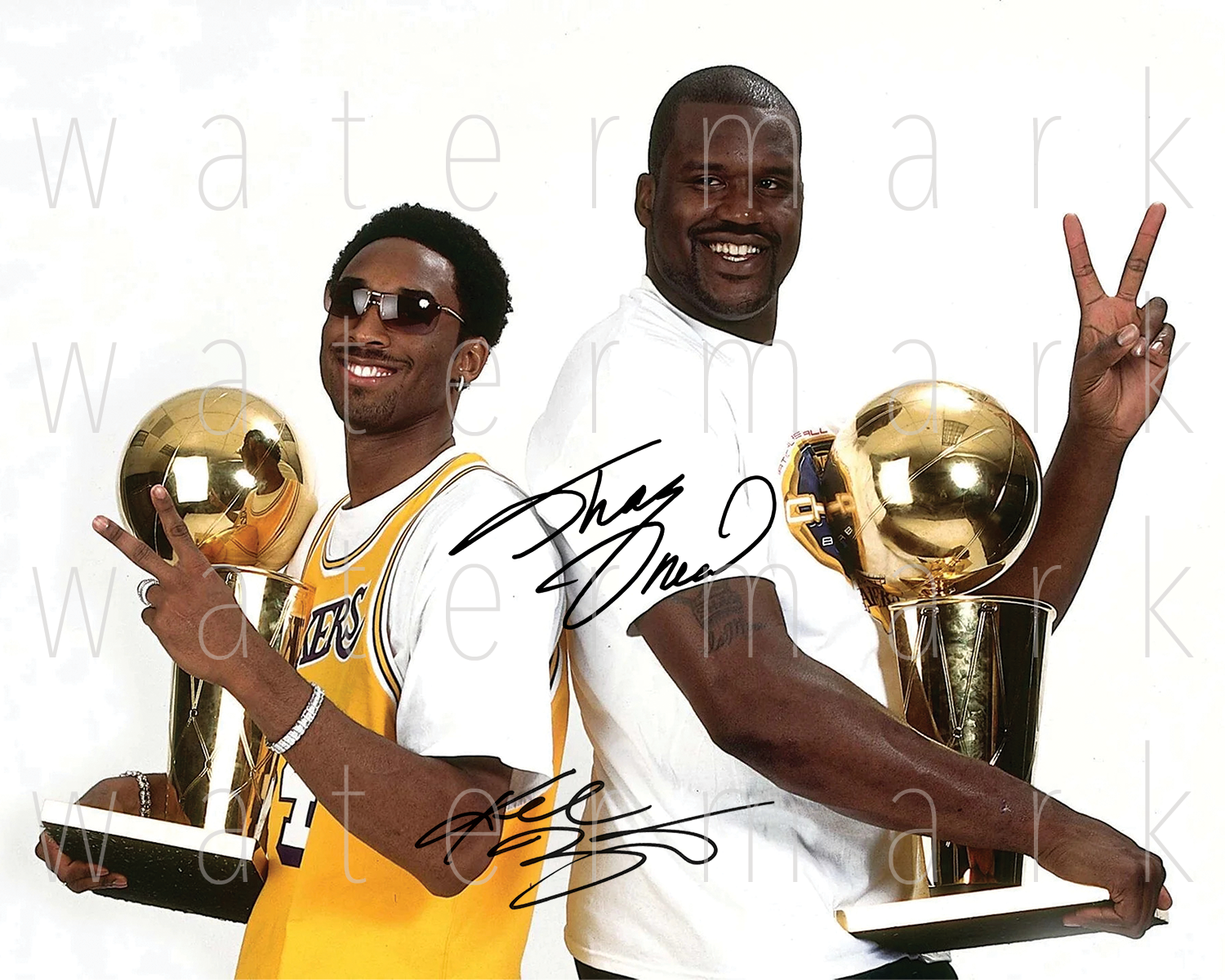 Kobe & Shaq signed Los Angeles LA Lakers Photo Poster painting 8X10 poster picture autograph RP