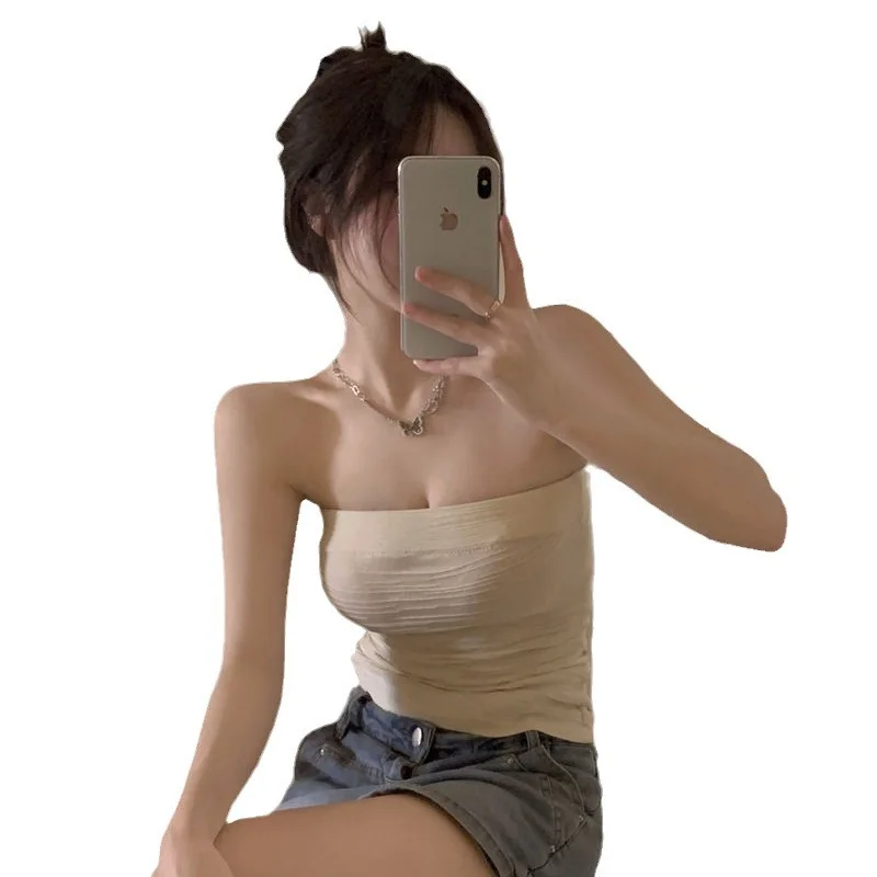 Uveng Uveng New Sexy Hottie Wearing Short Chic Thin Elastic Bra Inside The Coat Without A Shoulder Strap Vest Woman