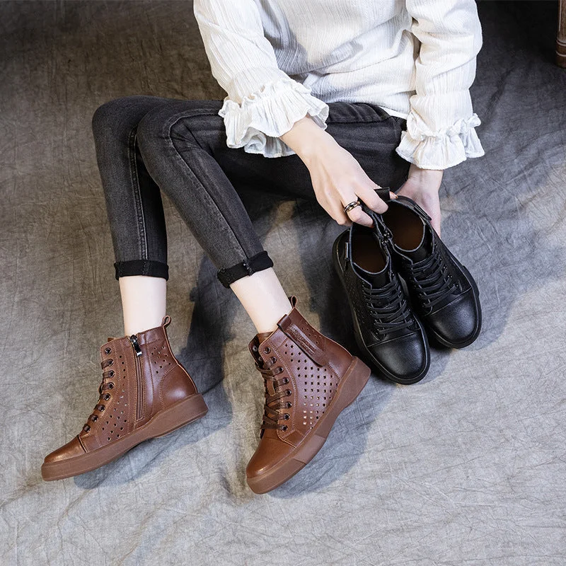 LookYno -  Cutout Platform Vintage Flat Martin Boots