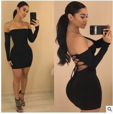 Summer Dress Sexy Back Lace Up Off The Shoulder Mini Dress Women Bodycon Club Dresses Fashion Vestidos - Shop Trendy Women's Clothing | LoverChic