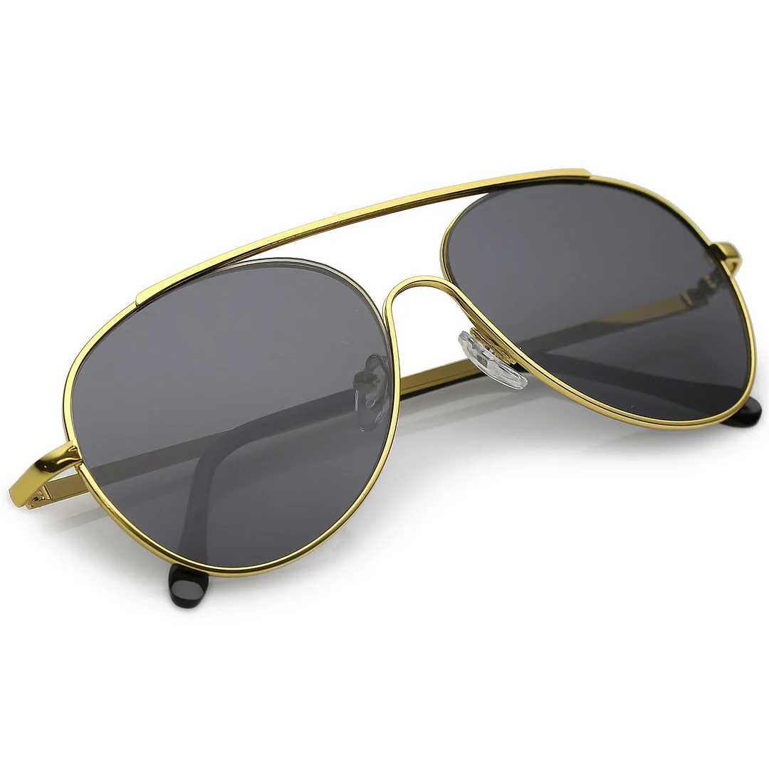 Classic Metal Aviator glasses Crossbar Slim Arms Teardrop Lens 55mm