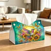 DIY Diamond Art Tissue Box Holder Flower Hummingbird PU Leather Diamond Art Desktop Organizer Resin Rhinestone Storage Organizers Gem Art Home Office Decor Craft Gift
