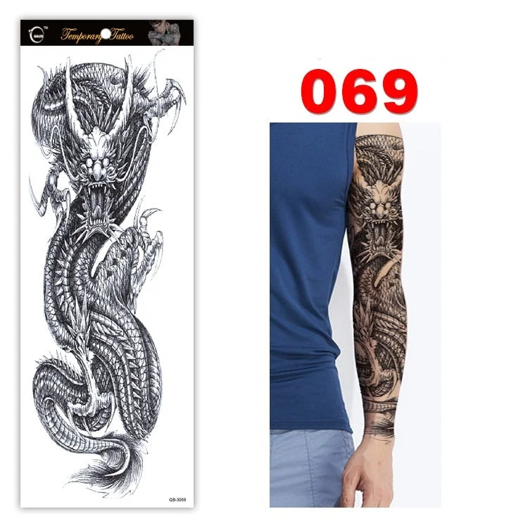 Full Arm Series Temporary Tattoo Full Arm Tattoo Sticker Lasting Waterproof Sweat Flower Arm Full Arm Tattoo Big Picture Sticker