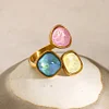 3 Colors Rhinestone 18K Golden Ring