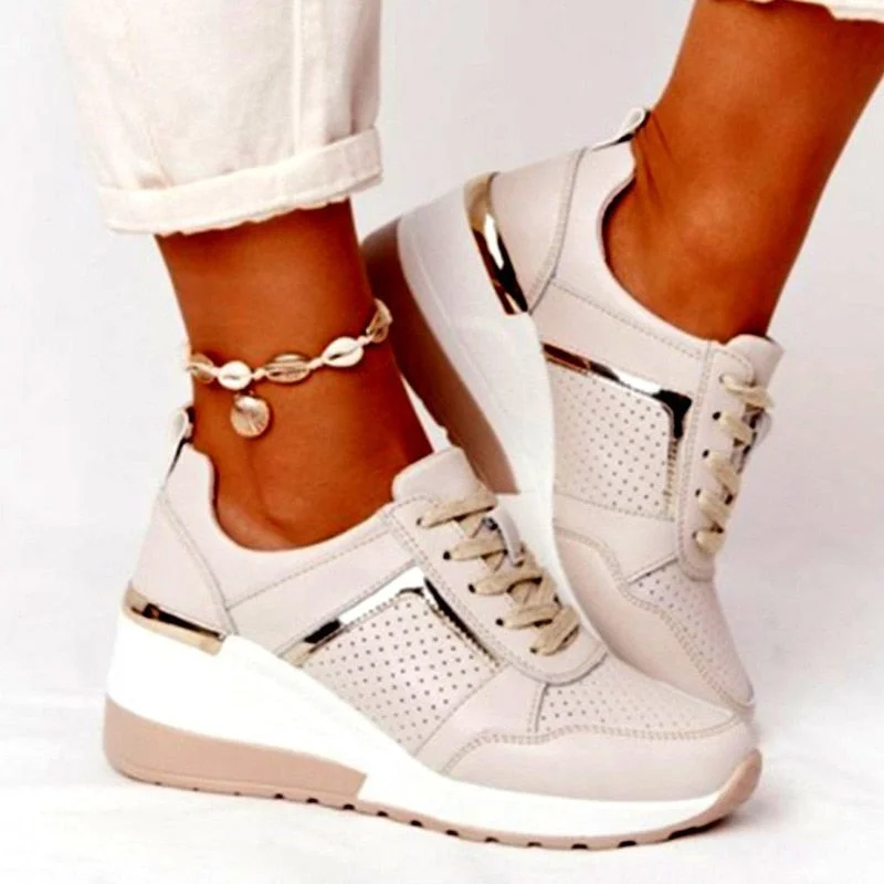 Women's Shoes 2021 Summer Wedge Platform Casual Shoes Women Lace Up Sports Shoes Woman Plus Size Non Slip Breathable Sneaker