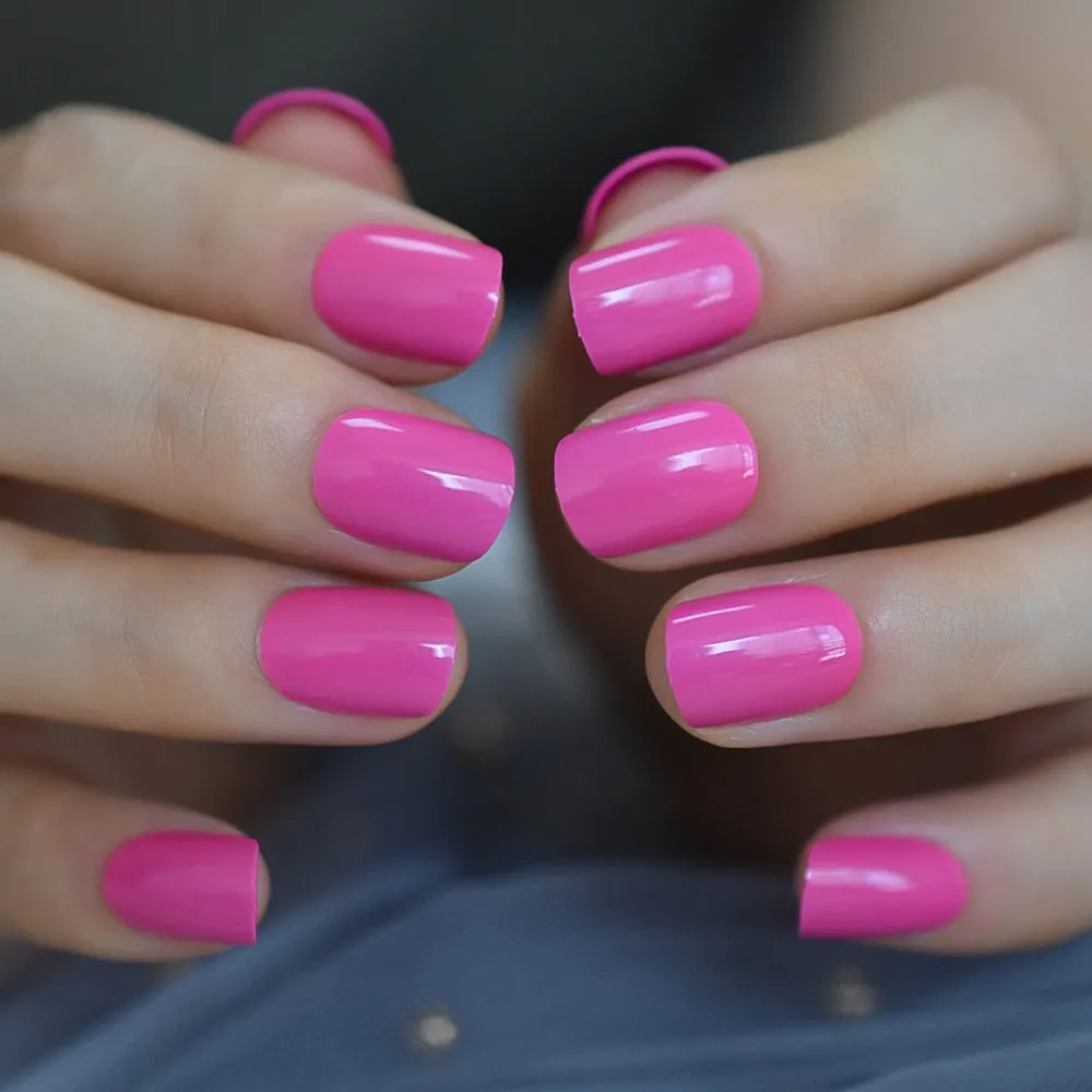 Pure Color Nails UV Polish Oval Faux Nails Light Taro Purple Glossy Nail Artificial Tips with Gluetabs 24pcs-Nail Inspo