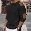 New Men's Round Neck Long Sleeve Splicing Pullover Sweater