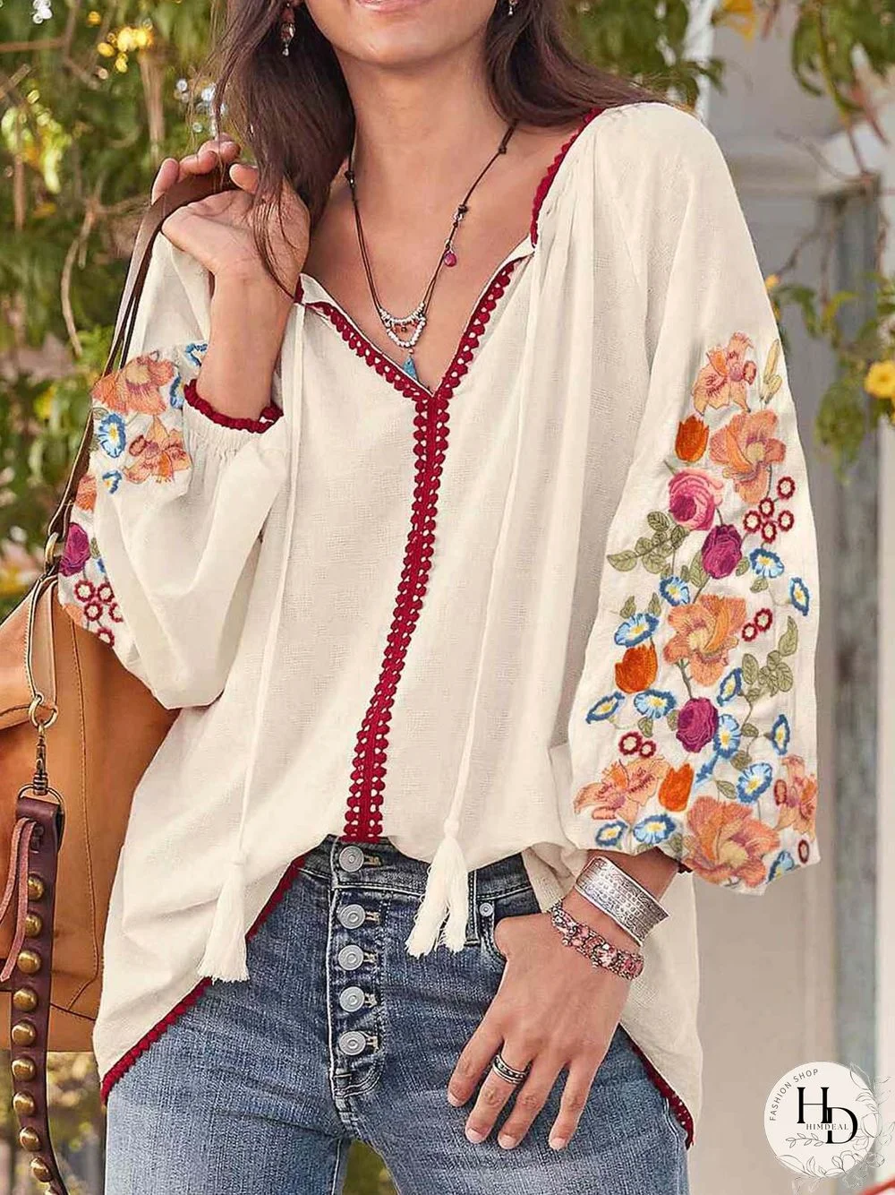 Long Sleeve Sexy Floral Tops