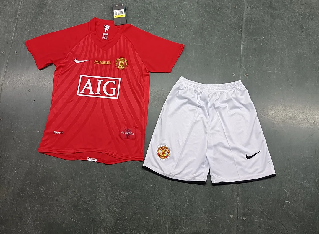 Retro 2007/2008 Manchester United Home Kids Kit Football jersey Thai Quality