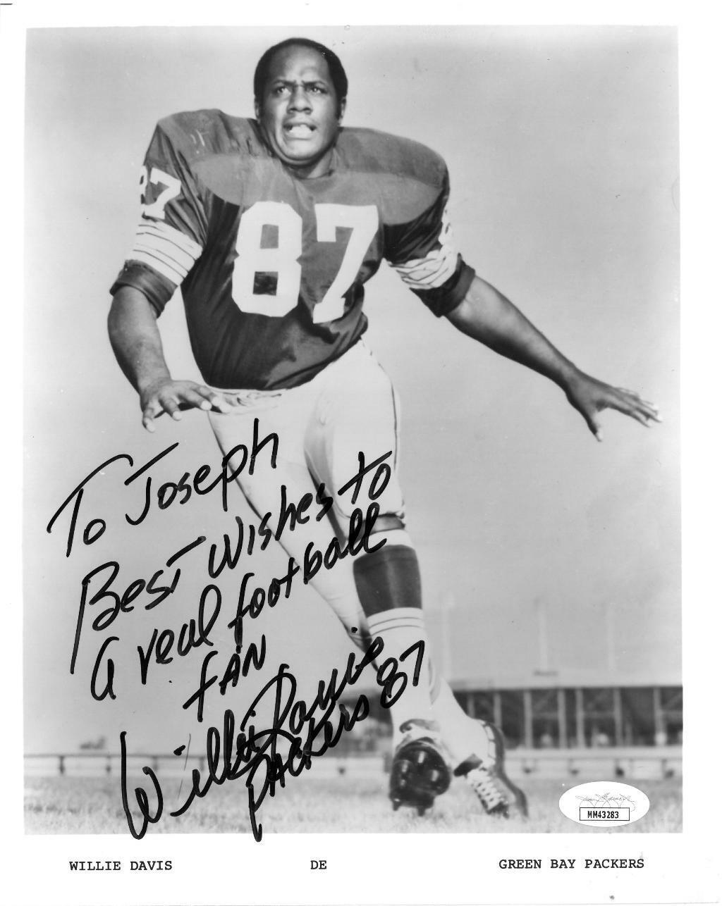 Willie Davis Signed Green Bay Packers Autographed 8x10 B/W Photo Poster painting JSA #MM43283