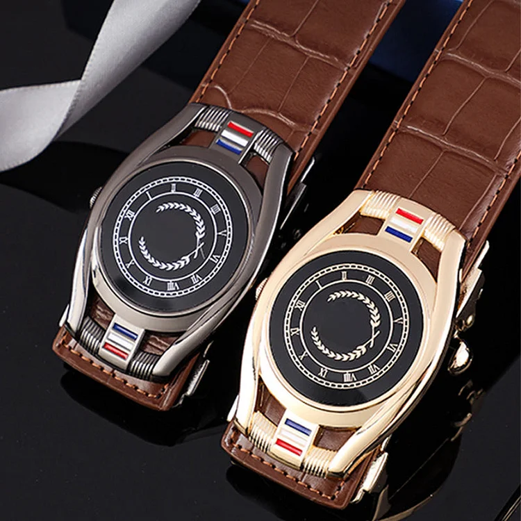 Cintura Uomo Elegante in Pelle PU con Fibbia Automatica a Scatto