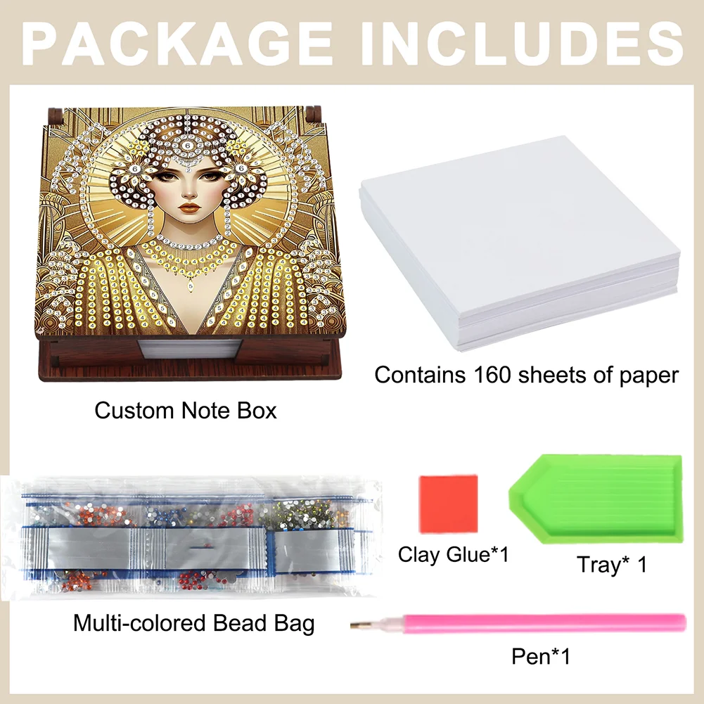 DIY Elegant Lady Diamond Painting Note Box Paper 160 Sheets of Paper for DIY Art Craft
