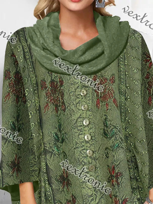 Women's Scoop Neck 3/4 Sleeve Floral Printed Tops