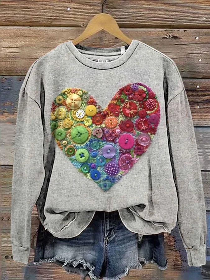 Women'sValentine's Day Hearts Printed Sweatshirt