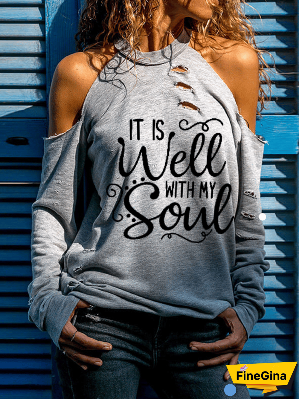 Women's It Is Well With My Soul Off-Shoulder T-Shirt