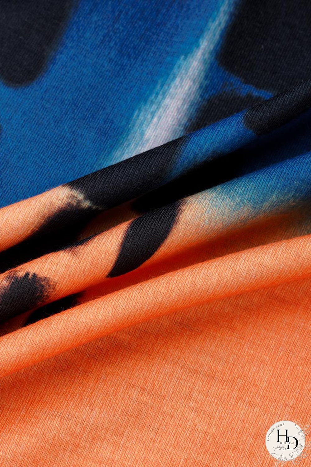 Yellow Fashion Casual Tie Dye Asymmetrical O Neck Plus Size Two Pieces