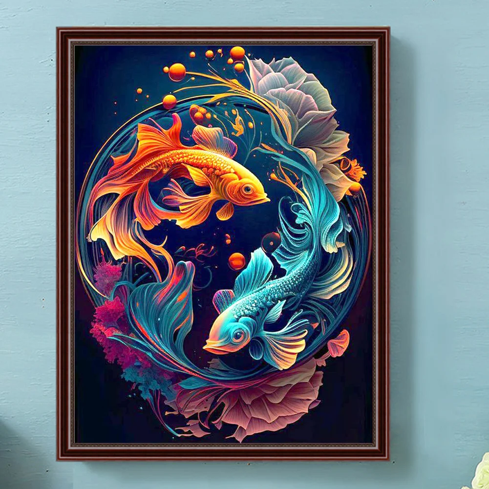Diamond Painting - Full Round Drill - Yin Yang Fish(Canvas|30*40cm)