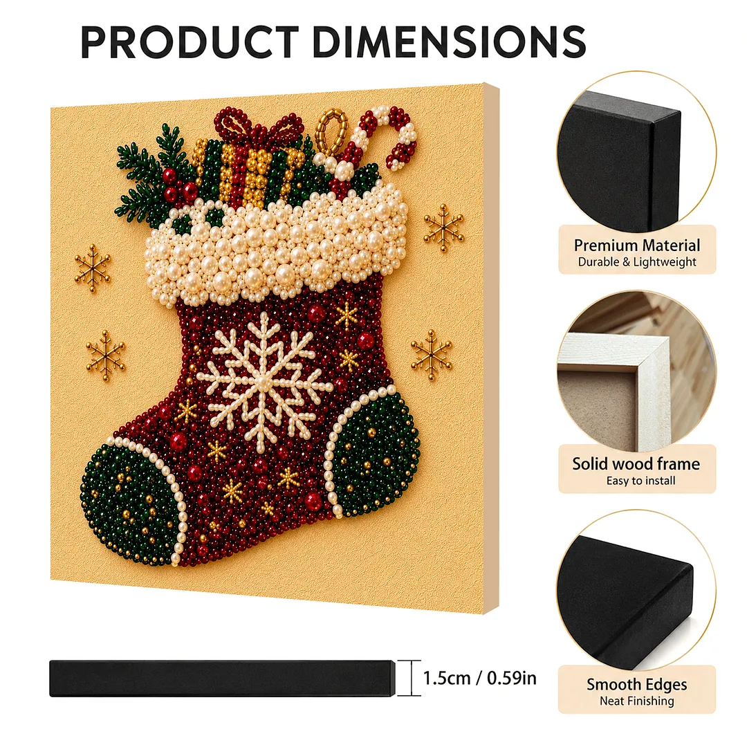 Framed Pearl Painting Kit Christmas Stocking 11.81x11.81in